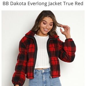 NWT BB Dakota Everlong Women's Red Plaid Jacket size small